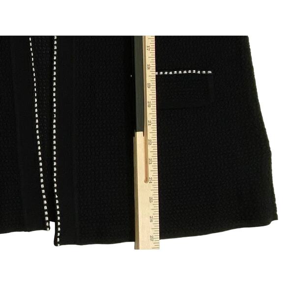 Exclusively Misook Womens Cardigan Black White Trim Mesh Knit Open Front Size XL - Picture 9 of 9